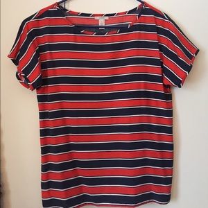 J.Crew red white and blue strip top.  Size 4